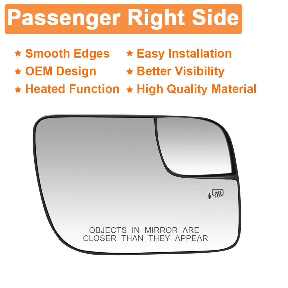 Side Heated Mirror Glass Replacement for 2011-2019 Ford Explorer Blind Spot Mirror Glass BB5Z-17K707-A/BB5Z-17K707-B