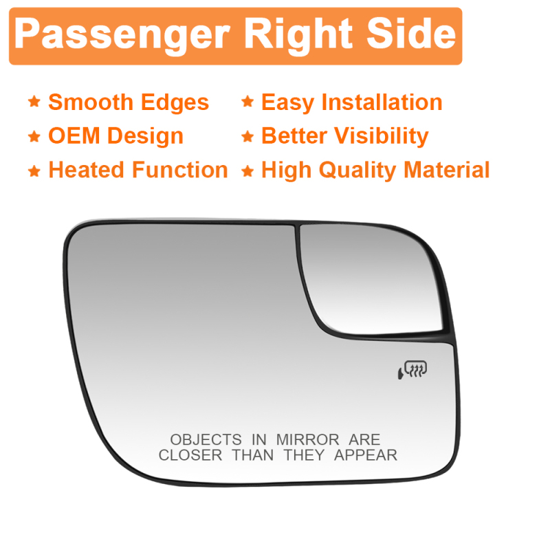 Side Heated Mirror Glass Replacement for 2011-2019 Ford Explorer Blind Spot Mirror Glass BB5Z-17K707-A/BB5Z-17K707-B