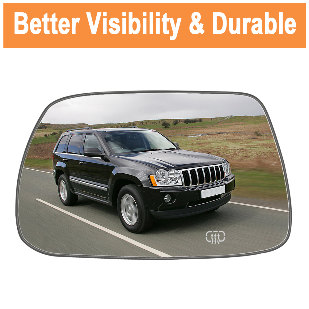Side Heated Mirror Glass Replacement for Jeep Grand Cherokee 2005-2010 Side Mirror Glass with Rear Holder 5142875AA 5142874AA