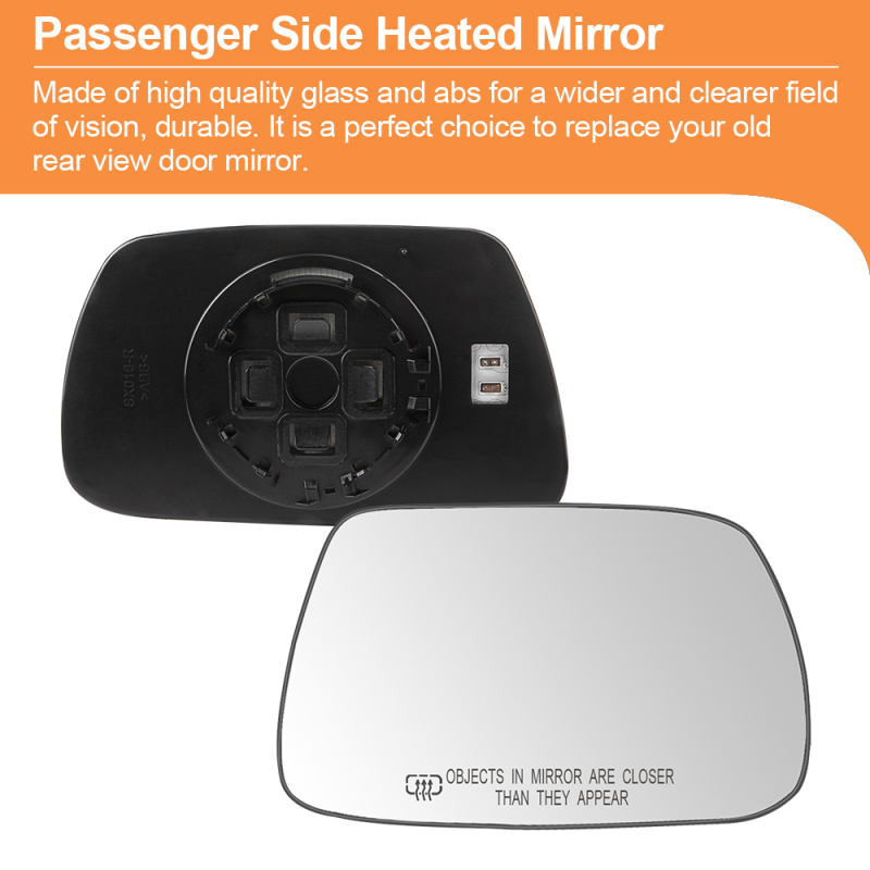 Side Heated Mirror Glass Replacement for Jeep Grand Cherokee 2005-2010 Side Mirror Glass with Rear Holder 5142875AA 5142874AA