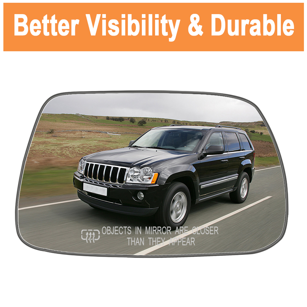 Side Heated Mirror Glass Replacement for Jeep Grand Cherokee 2005-2010 Side Mirror Glass with Rear Holder 5142875AA 5142874AA
