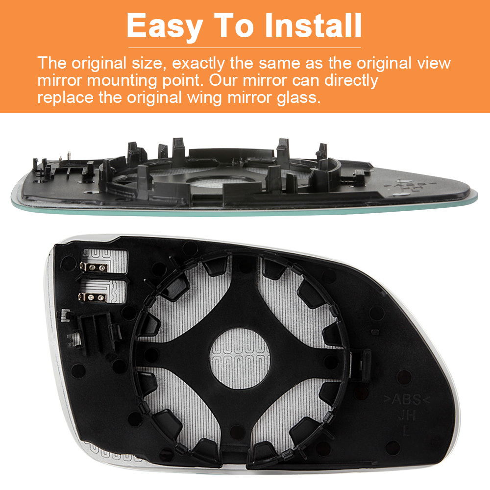 Wing Mirror Glass Heated Left Convex for Volkswagen Polo VW Polo 9N 9N3 2005-2009 Skoda Oktavia 1Z3 1Z5 2004-2008 Side Mirror Replacement 6QD857521 6QD857522