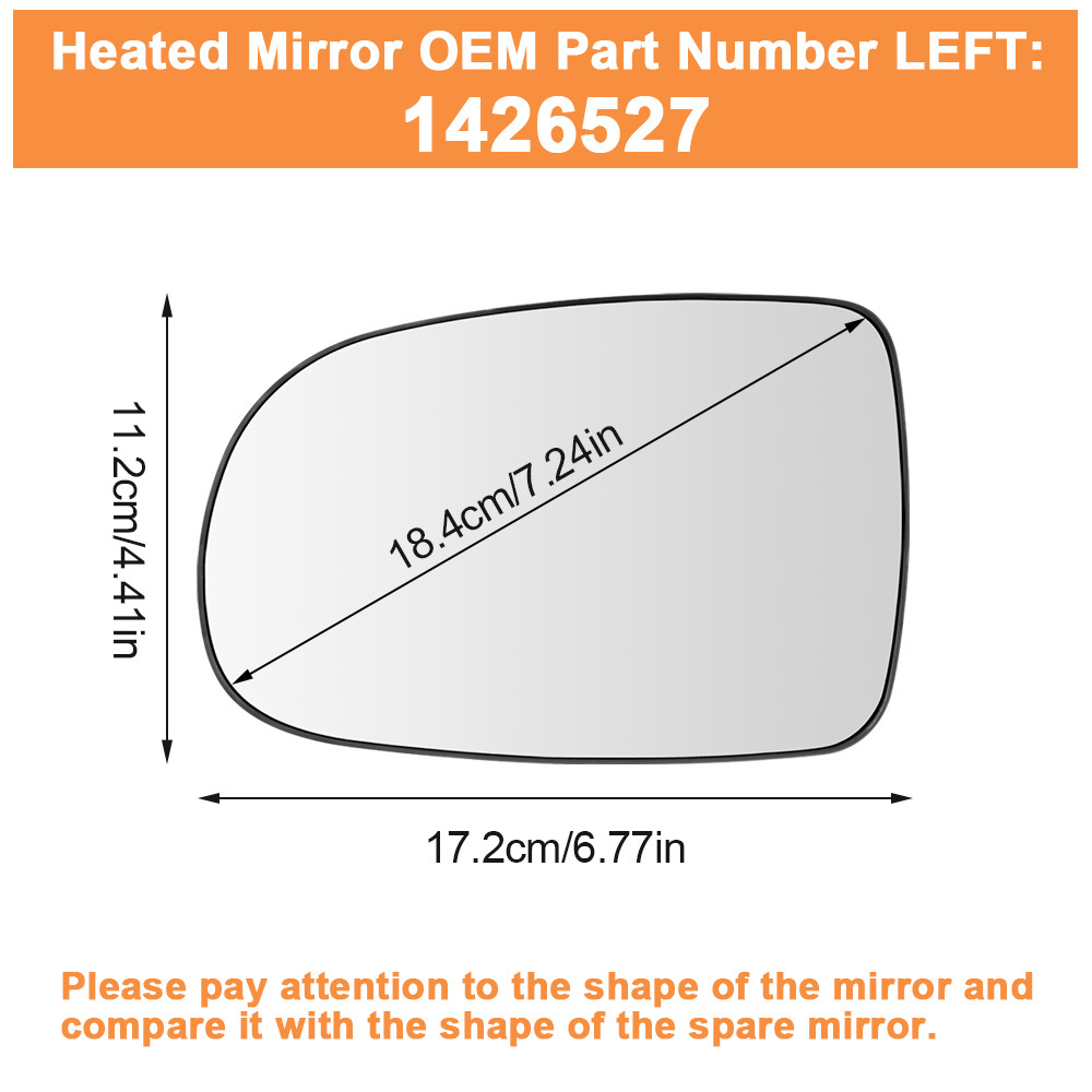 Side Mirror Glass Heated with Base Plate for Opel Corsa C 2000-2006 1426527 1426526 Exterior Mirror Glass Replacement