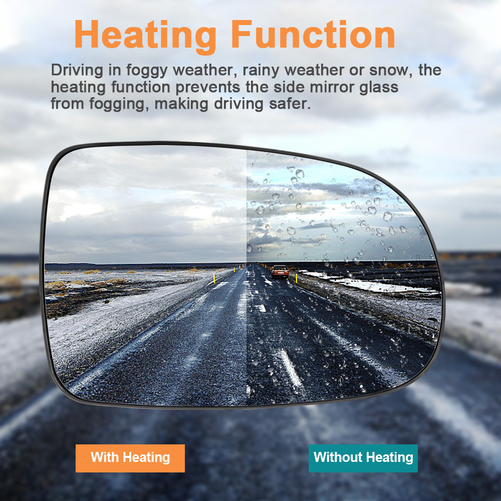 Side Mirror Glass Heated with Base Plate for Opel Corsa C 2000-2006 1426527 1426526 Exterior Mirror Glass Replacement