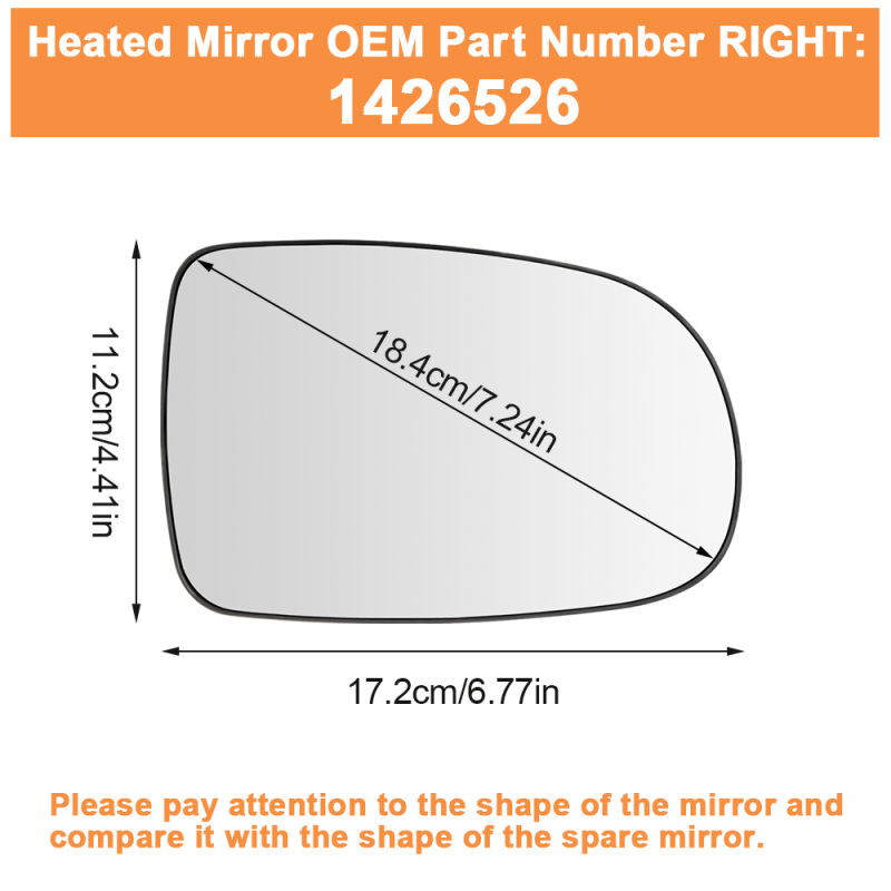 Side Mirror Glass Heated with Base Plate for Opel Corsa C 2000-2006 1426527 1426526 Exterior Mirror Glass Replacement