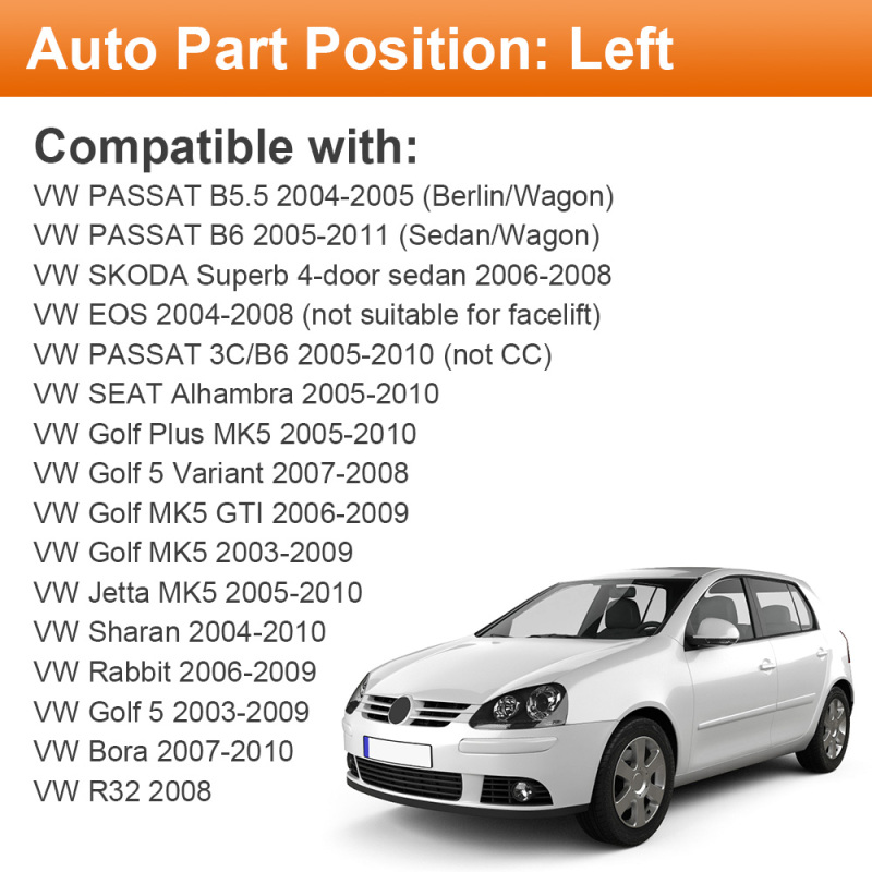 Side Mirror Replacement with Heated for Volkswagen Golf MK5 2003-2009 Jetta MK5 2005-2010 Golf MK5 GTI 2006-2009