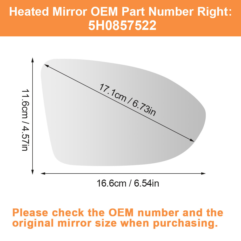 Side Heated Mirror Glass Replacement for Volkswagen Golf 8 VW Golf MK8 2020 2021 2022 2023 5H0857521 5H0857522