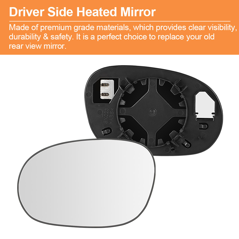Side Heated Mirror Glass Replacement for 2008 2009 2010 2011 2012 2013 2014 2015 Dodge Challenger 68048447AA 68048446AA