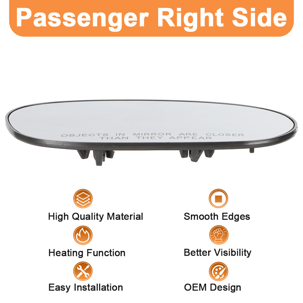 Side Heated Mirror Glass Replacement for 2008 2009 2010 2011 2012 2013 2014 2015 Dodge Challenger 68048447AA 68048446AA