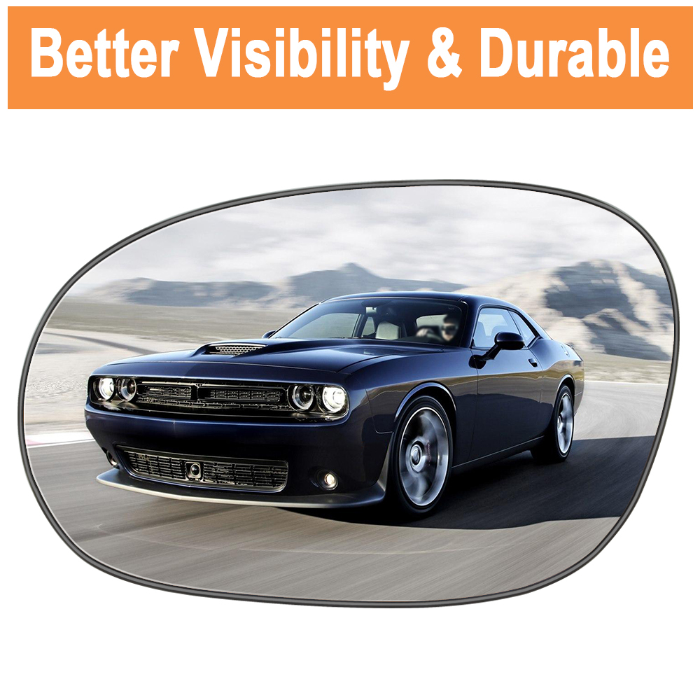 Side Heated Mirror Glass Replacement for 2008 2009 2010 2011 2012 2013 2014 2015 Dodge Challenger 68048447AA 68048446AA