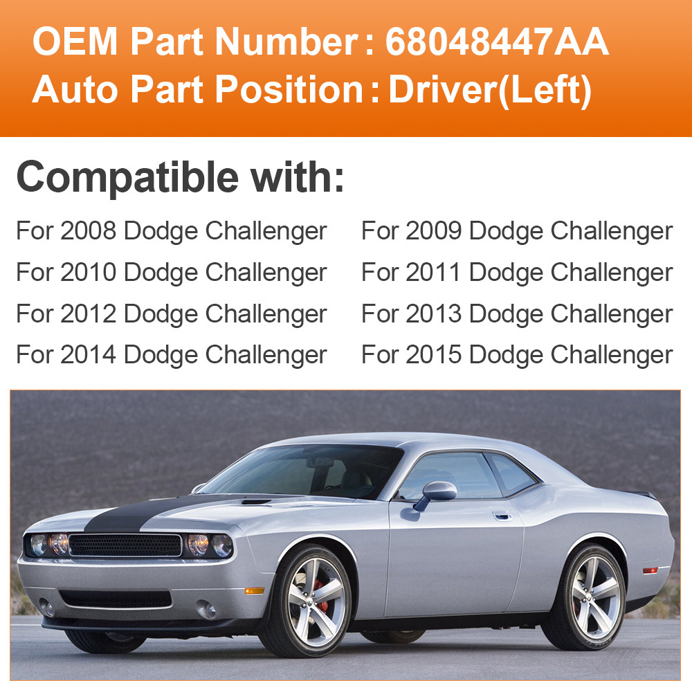 Side Heated Mirror Glass Replacement for 2008 2009 2010 2011 2012 2013 2014 2015 Dodge Challenger 68048447AA 68048446AA