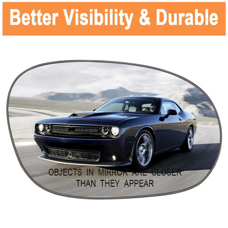 Side Heated Mirror Glass Replacement for 2008 2009 2010 2011 2012 2013 2014 2015 Dodge Challenger 68048447AA 68048446AA