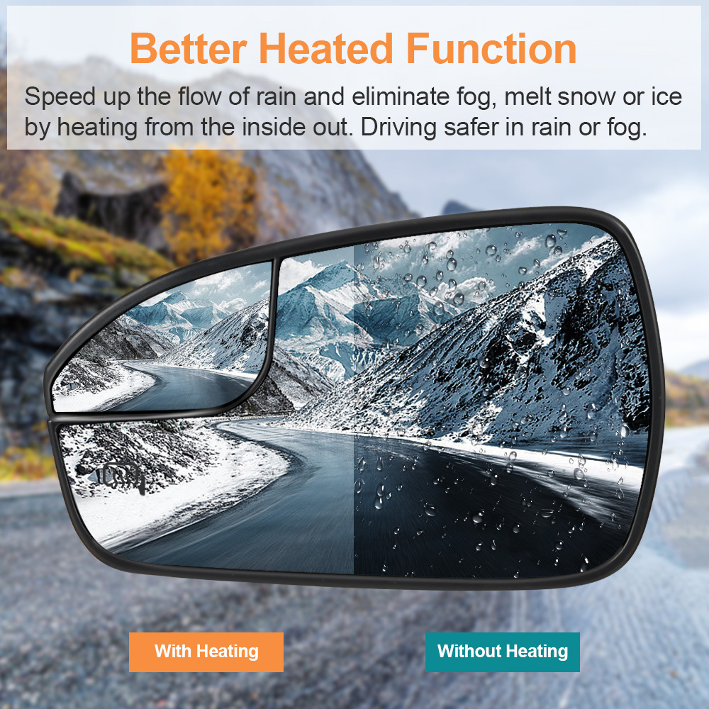 Side Heated Mirror Glass Replacement with Blind Spot mirror for Ford Fusion 2013 2014 2015 2016 2017 2018 2019 2020 DS7Z17K707F DS7Z17K707B