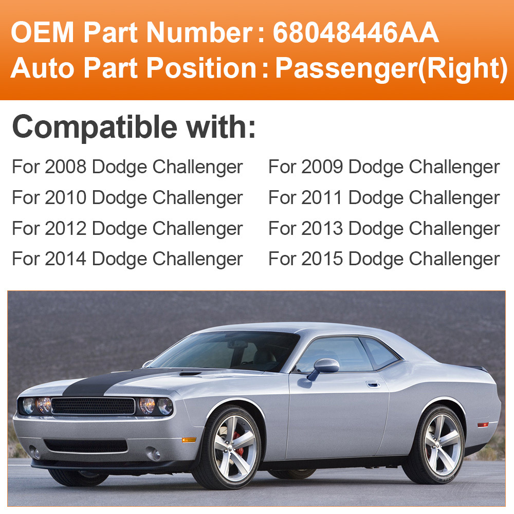 Side Heated Mirror Glass Replacement for 2008 2009 2010 2011 2012 2013 2014 2015 Dodge Challenger 68048447AA 68048446AA