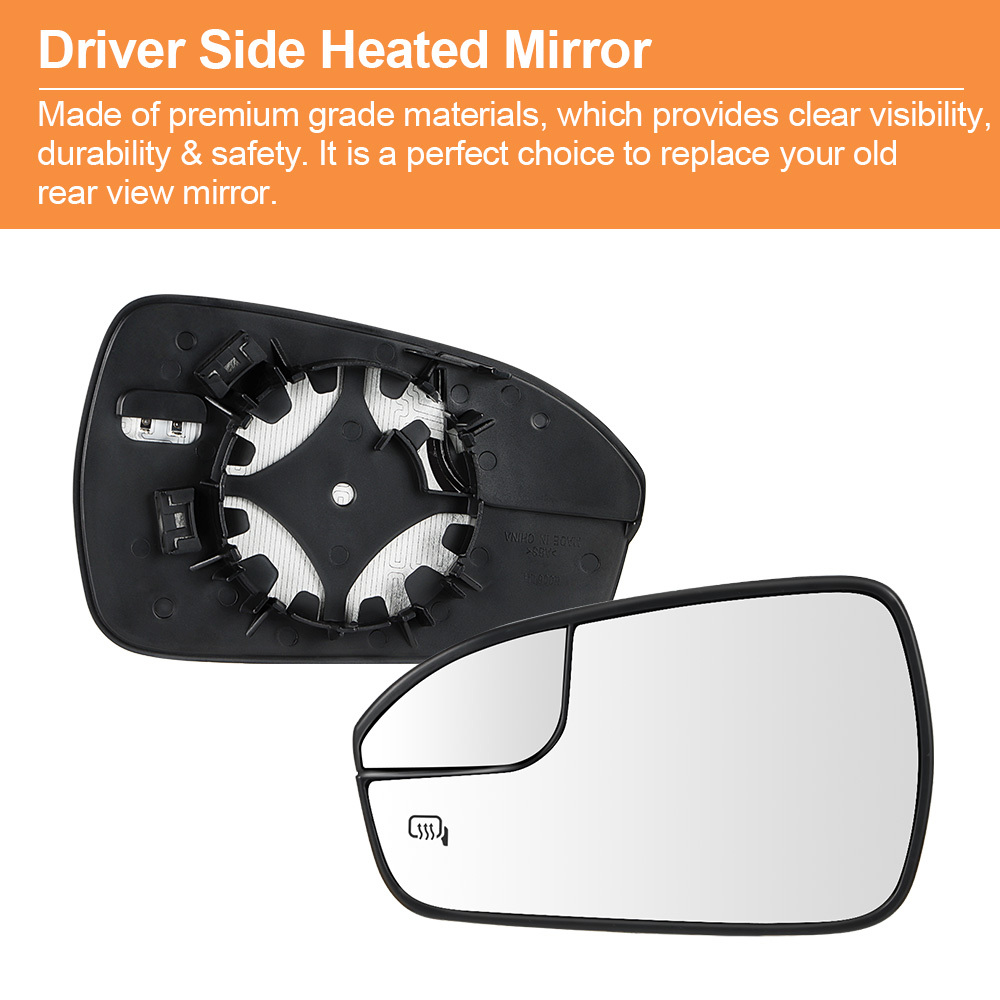 Side Heated Mirror Glass Replacement with Blind Spot mirror for Ford Fusion 2013 2014 2015 2016 2017 2018 2019 2020 DS7Z17K707F DS7Z17K707B