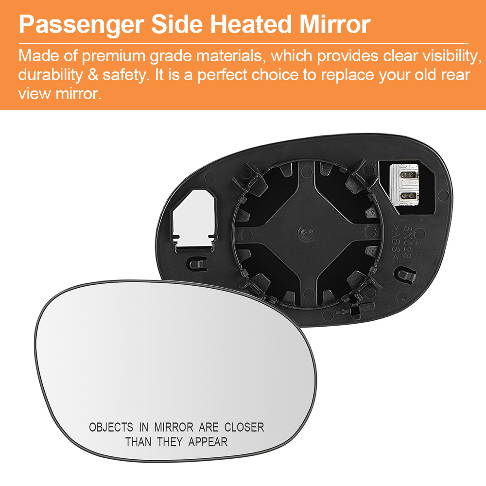 Side Heated Mirror Glass Replacement for 2008 2009 2010 2011 2012 2013 2014 2015 Dodge Challenger 68048447AA 68048446AA