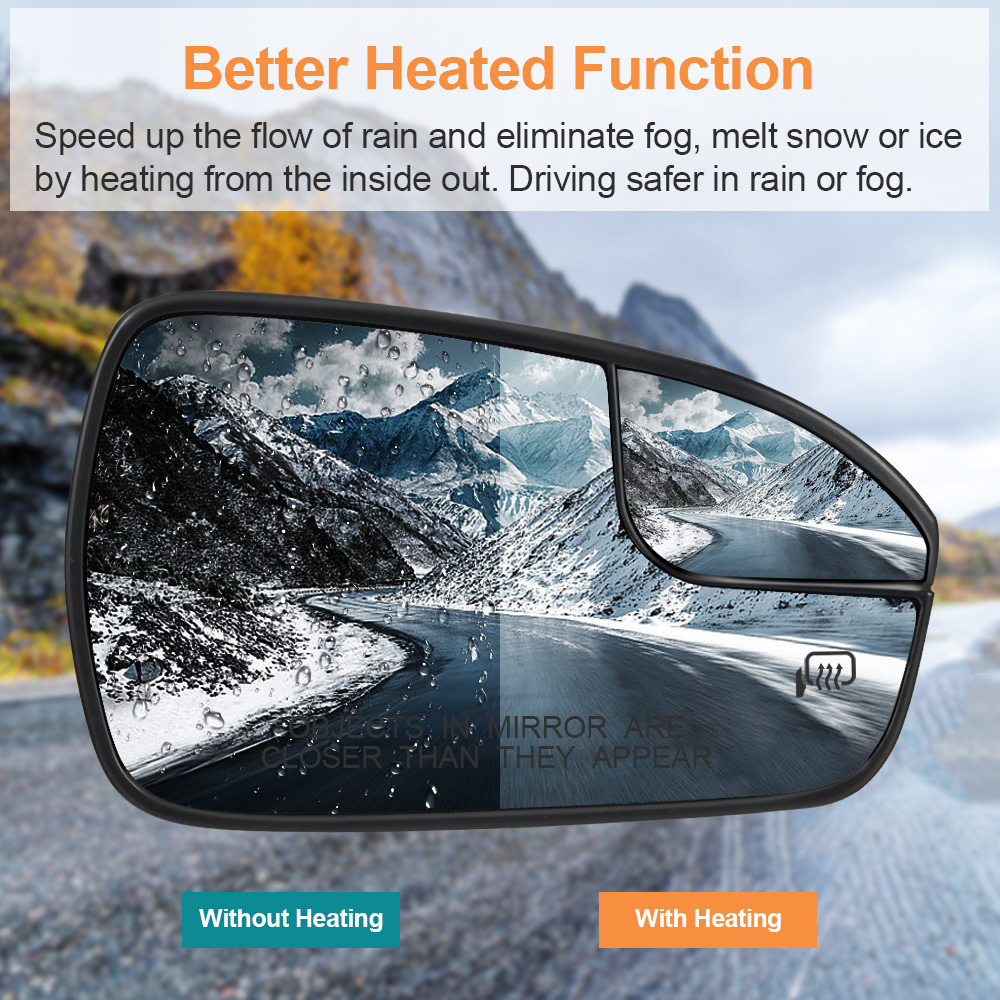 Side Heated Mirror Glass Replacement with Blind Spot mirror for Ford Fusion 2013 2014 2015 2016 2017 2018 2019 2020 DS7Z17K707F DS7Z17K707B