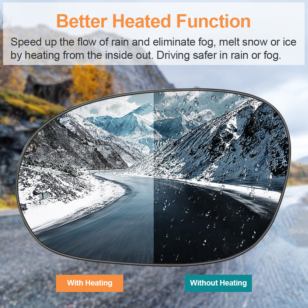 Side Heated Mirror Glass Replacement for 2008 2009 2010 2011 2012 2013 2014 2015 Dodge Challenger 68048447AA 68048446AA