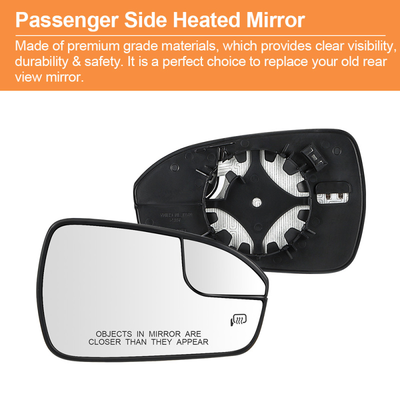 Side Heated Mirror Glass Replacement with Blind Spot mirror for Ford Fusion 2013 2014 2015 2016 2017 2018 2019 2020 DS7Z17K707F DS7Z17K707B