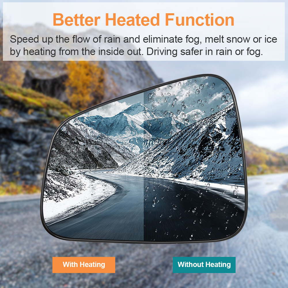 Side Heated Mirror Glass Replacement Compatible with Buick Encore 2013-2016 Chevrolet Trax 2015-2020