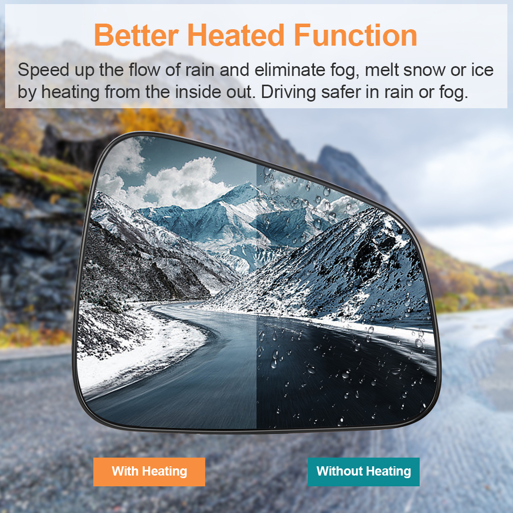 Side Heated Mirror Glass Replacement Compatible with Buick Encore 2013-2016 Chevrolet Trax 2015-2020