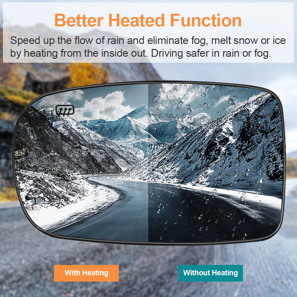 Side Heated Mirror Glass Replacement for Chrysler 200 2011-2014 Chrysler 300 2012-2021 Dodge Charger 2011-2021 Replace 68101147AA 68101146AA