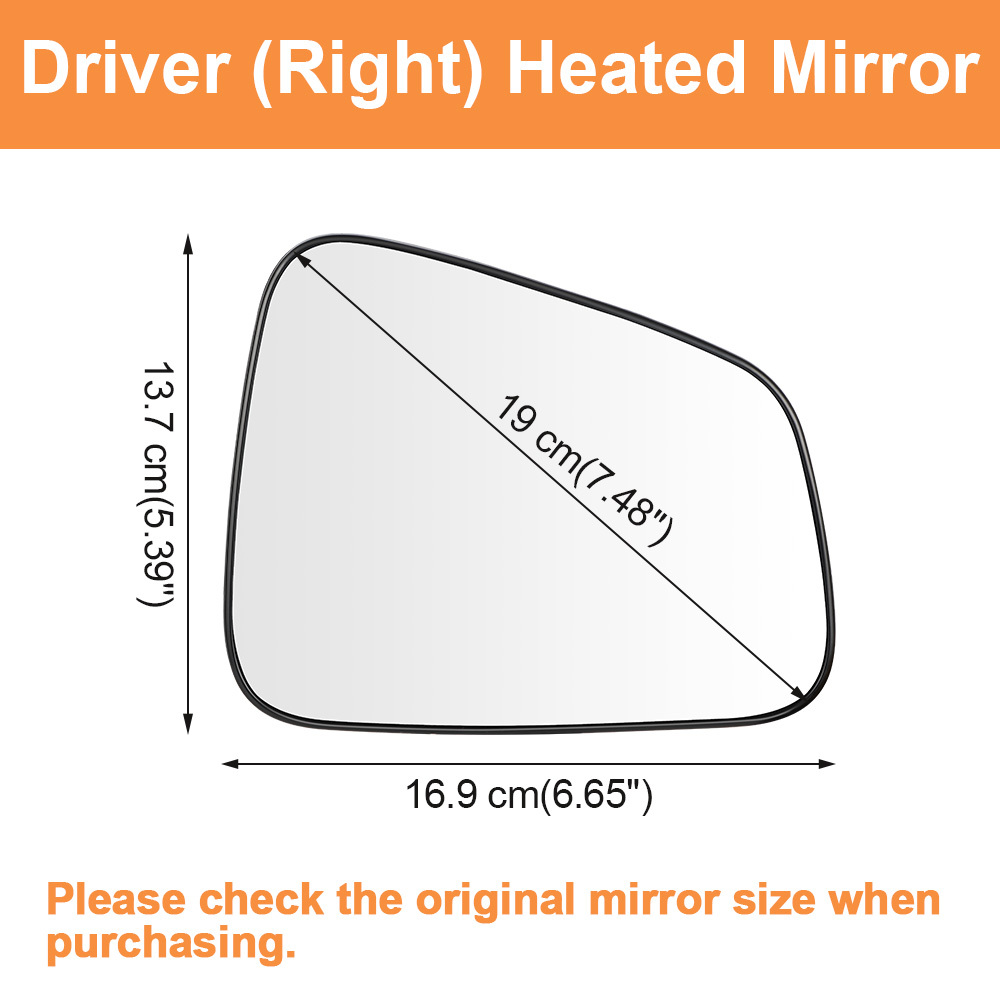 Side Heated Mirror Glass Replacement Compatible with Buick Encore 2013-2016 Chevrolet Trax 2015-2020
