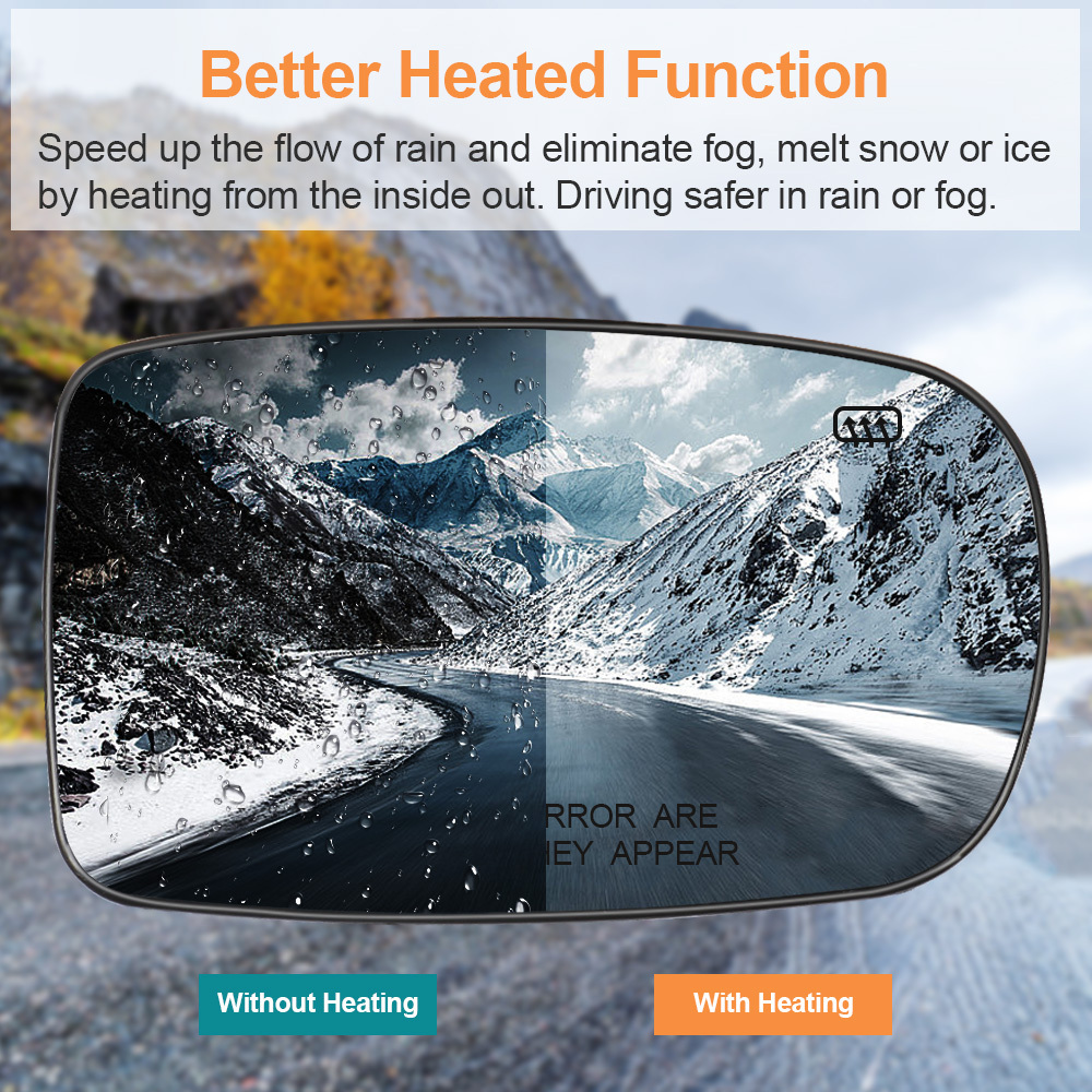 Side Heated Mirror Glass Replacement for Chrysler 200 2011-2014 Chrysler 300 2012-2021 Dodge Charger 2011-2021 Replace 68101147AA 68101146AA