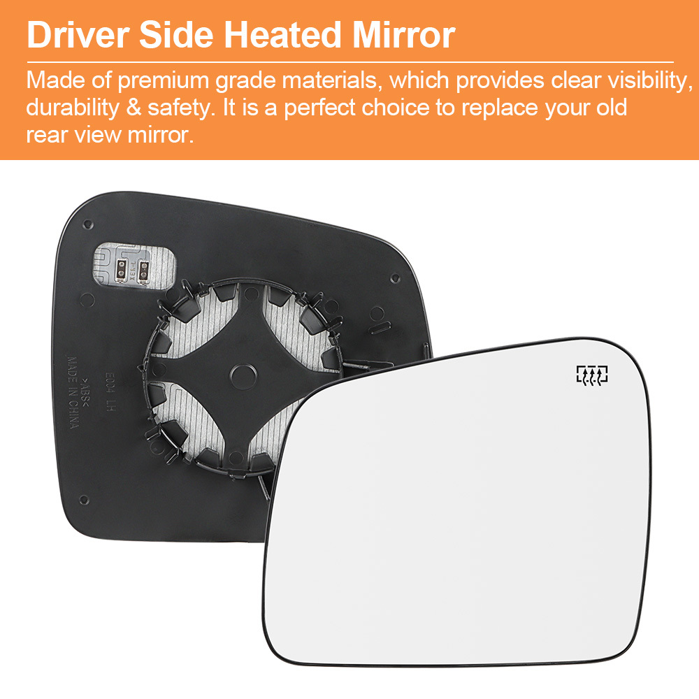 Side Mirror Glass with Heated Replacement for Jeep Grand Cherokee 2011 2012 2013 2014 2015 2016 2017 2018 Side View Flat Mirror Replaces 68092051AB 68082636AB