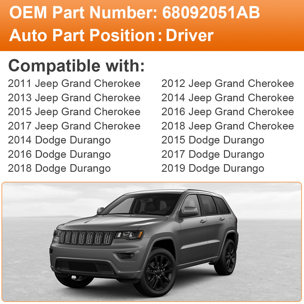 Side Mirror Glass with Heated Replacement for Jeep Grand Cherokee 2011 2012 2013 2014 2015 2016 2017 2018 Side View Flat Mirror Replaces 68092051AB 68082636AB