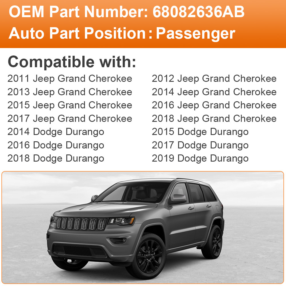 Side Mirror Glass with Heated Replacement for Jeep Grand Cherokee 2011 2012 2013 2014 2015 2016 2017 2018 Side View Flat Mirror Replaces 68092051AB 68082636AB