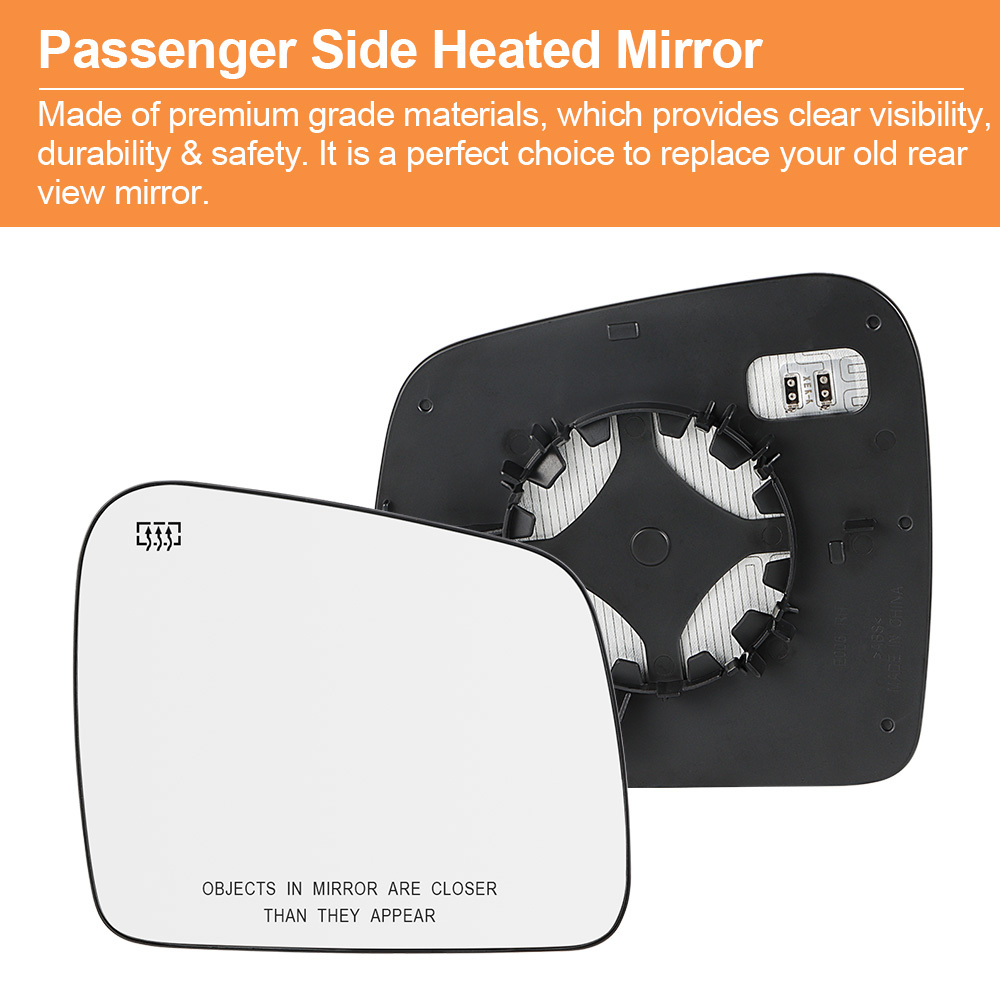 Side Mirror Glass with Heated Replacement for Jeep Grand Cherokee 2011 2012 2013 2014 2015 2016 2017 2018 Side View Flat Mirror Replaces 68092051AB 68082636AB