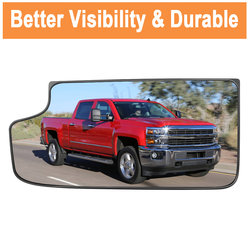 Side Mirror Heated Lower Mirror Glass Replacement for Chevy Silverado 1500 2014-2017 GMC Sierra 1500 Silverado 2500 3500 HD 2015-2017 View Side Mirror Replaces 23444114 23444113