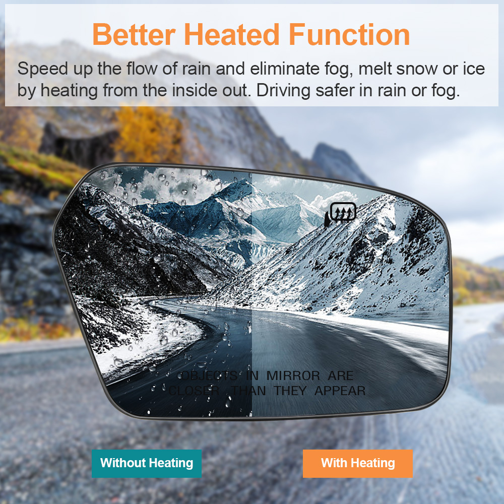 Side Heated Mirror Glass Replacement for Ford Fusion Mercury Milan 2006-2010 Lincoln MKZ 2007-2010 Side View Mirror Glass Replaces 6E5Z17K707B 6E5Z17K707A