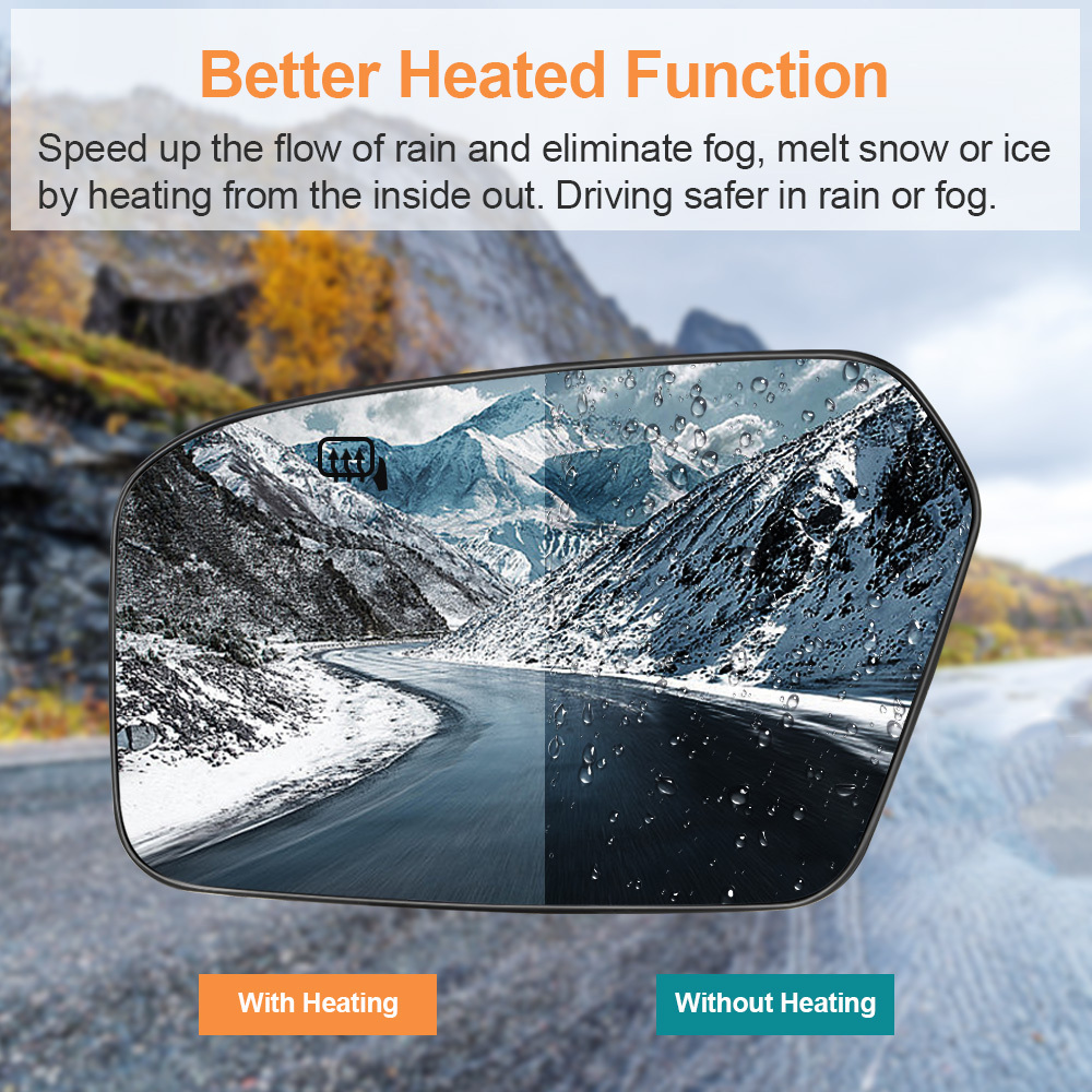 Side Heated Mirror Glass Replacement for Ford Fusion Mercury Milan 2006-2010 Lincoln MKZ 2007-2010 Side View Mirror Glass Replaces 6E5Z17K707B 6E5Z17K707A