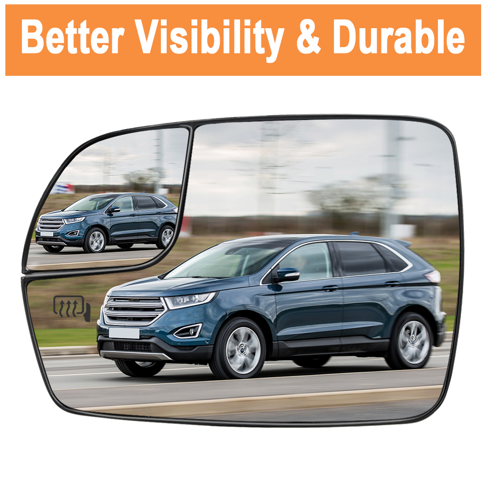 Side Heated Mirror Glass with Backing Plate for Ford Edge 2015 2016 2017 2018 View Side Mirror Exterior Mirror with Blind Spot Mirror Replaces FT4Z17K707H FT4Z17K707A