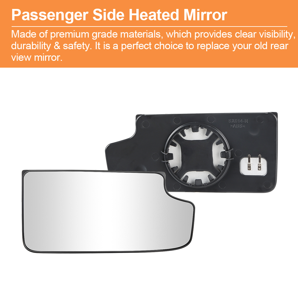 Side Mirror Heated Lower Mirror Glass Replacement for Chevy Silverado 1500 2014-2017 GMC Sierra 1500 Silverado 2500 3500 HD 2015-2017 View Side Mirror Replaces 23444114 23444113