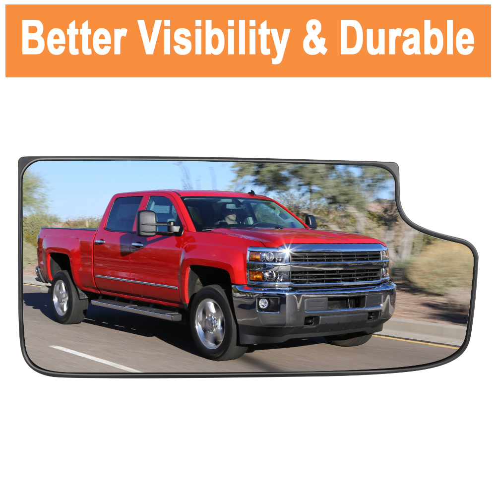 Side Mirror Heated Lower Mirror Glass Replacement for Chevy Silverado 1500 2014-2017 GMC Sierra 1500 Silverado 2500 3500 HD 2015-2017 View Side Mirror Replaces 23444114 23444113