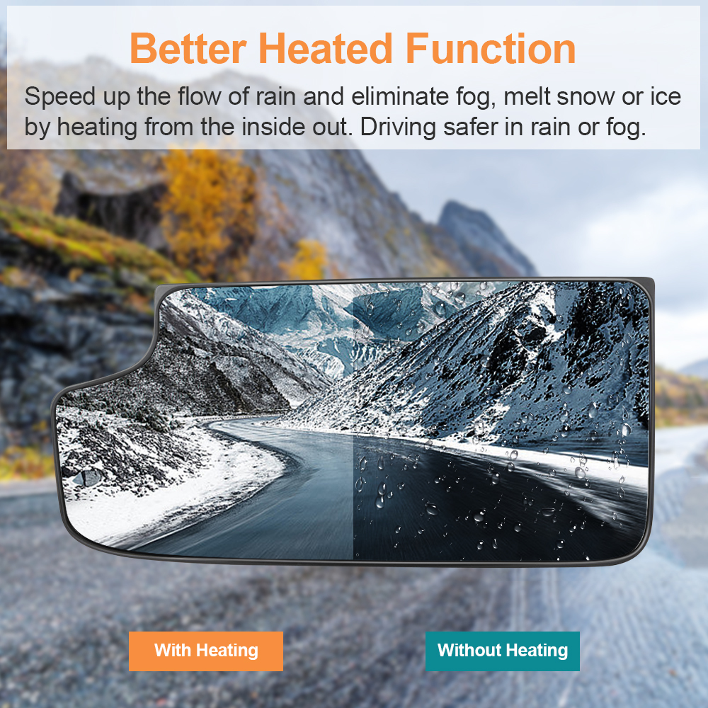 Side Mirror Heated Lower Mirror Glass Replacement for Chevy Silverado 1500 2014-2017 GMC Sierra 1500 Silverado 2500 3500 HD 2015-2017 View Side Mirror Replaces 23444114 23444113