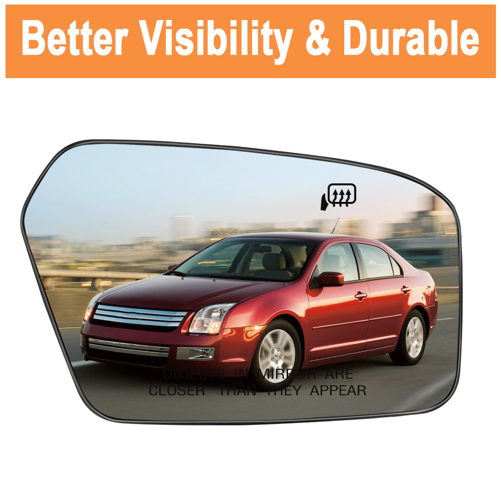 Side Heated Mirror Glass Replacement for Ford Fusion Mercury Milan 2006-2010 Lincoln MKZ 2007-2010 Side View Mirror Glass Replaces 6E5Z17K707B 6E5Z17K707A