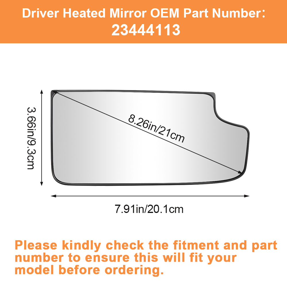 Side Mirror Heated Lower Mirror Glass Replacement for Chevy Silverado 1500 2014-2017 GMC Sierra 1500 Silverado 2500 3500 HD 2015-2017 View Side Mirror Replaces 23444114 23444113