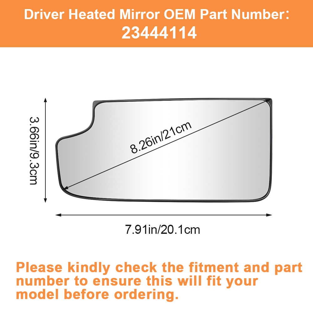 Side Mirror Heated Lower Mirror Glass Replacement for Chevy Silverado 1500 2014-2017 GMC Sierra 1500 Silverado 2500 3500 HD 2015-2017 View Side Mirror Replaces 23444114 23444113