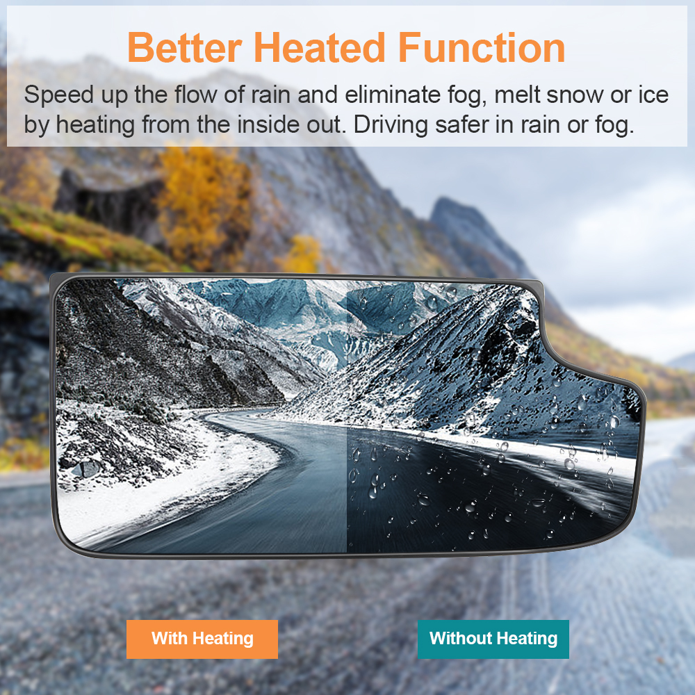 Side Mirror Heated Lower Mirror Glass Replacement for Chevy Silverado 1500 2014-2017 GMC Sierra 1500 Silverado 2500 3500 HD 2015-2017 View Side Mirror Replaces 23444114 23444113