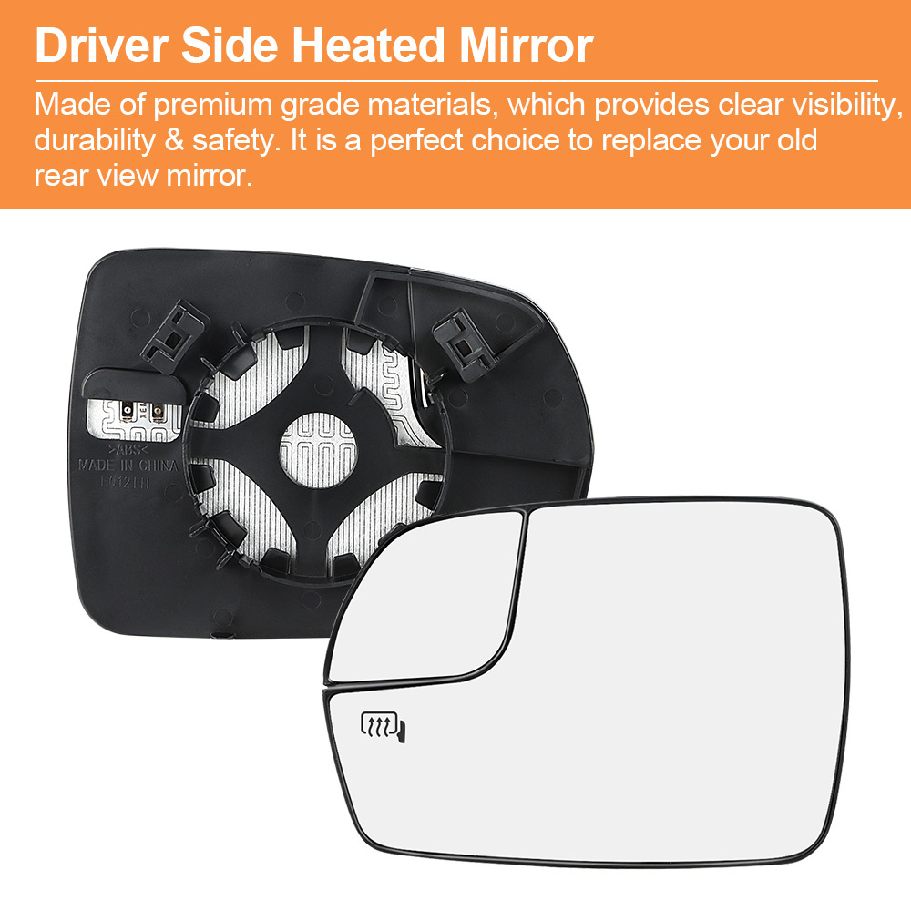 Side Heated Mirror Glass with Backing Plate for Ford Edge 2015 2016 2017 2018 View Side Mirror Exterior Mirror with Blind Spot Mirror Replaces FT4Z17K707H FT4Z17K707A