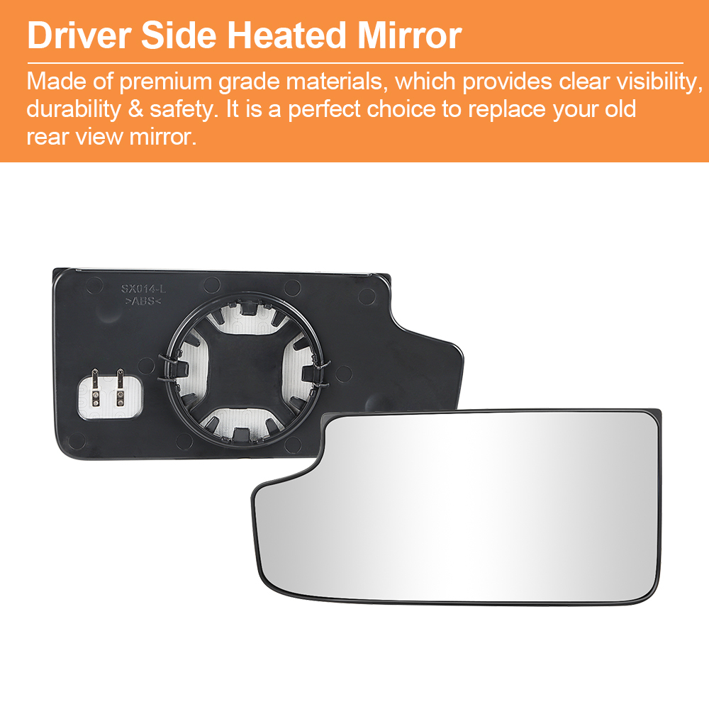 Side Mirror Heated Lower Mirror Glass Replacement for Chevy Silverado 1500 2014-2017 GMC Sierra 1500 Silverado 2500 3500 HD 2015-2017 View Side Mirror Replaces 23444114 23444113