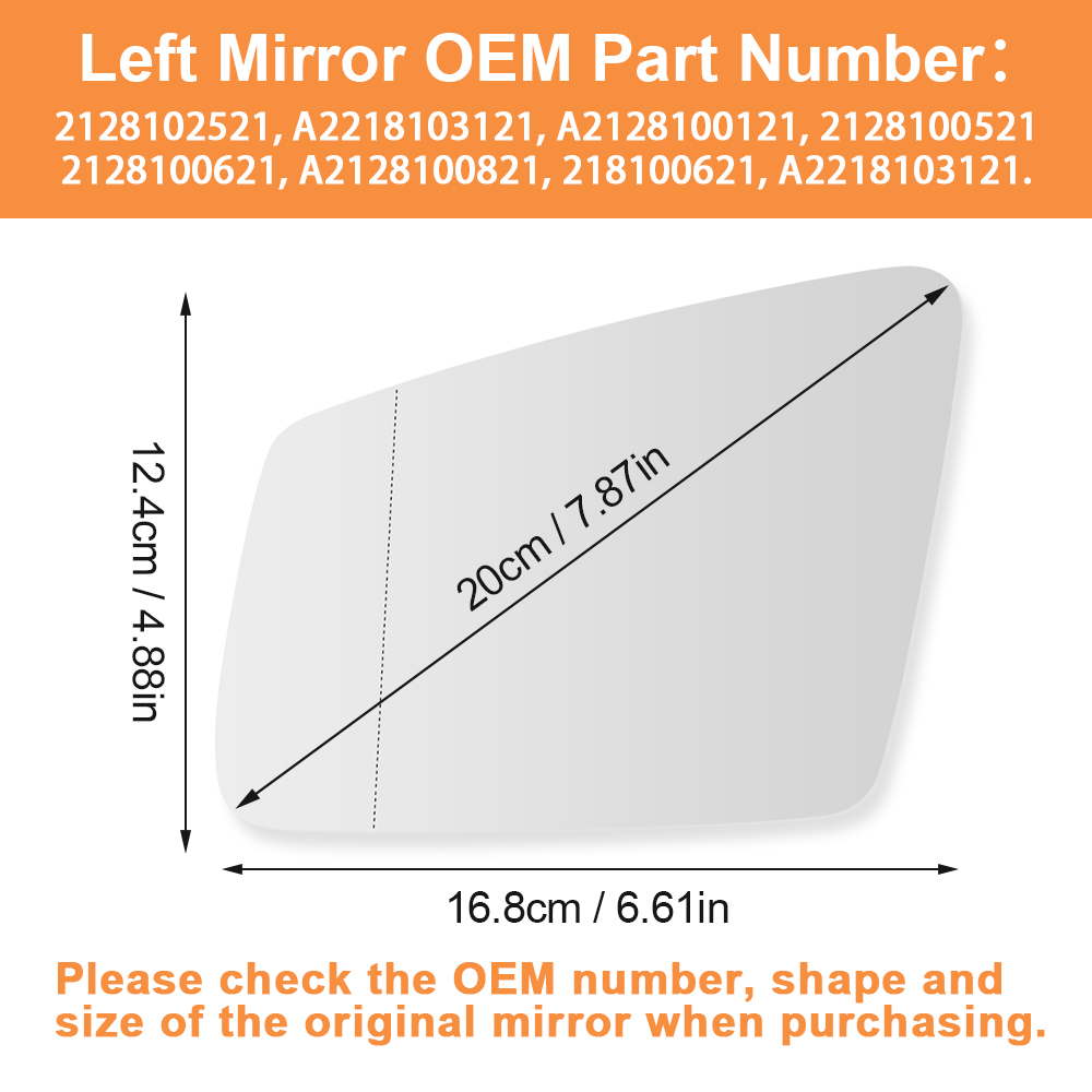 Side Heated Mirror Glass Replacement for Mercedes-Benz A B C E S CLA GLA GLK Class W212 W204 W221