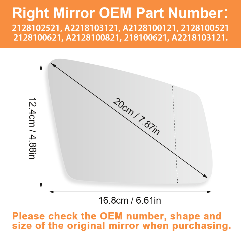Side Heated Mirror Glass Replacement for Mercedes-Benz A B C E S CLA GLA GLK Class W212 W204 W221