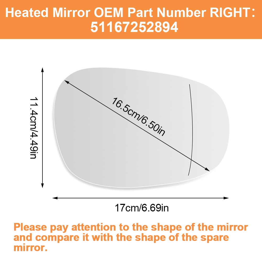 SENZEAL Wing Mirror Glass Heated Side for BMW 1 3 Series E81 E88 E90 E91 E92 E93 LCI 2009-2012 51167252893 51167252894