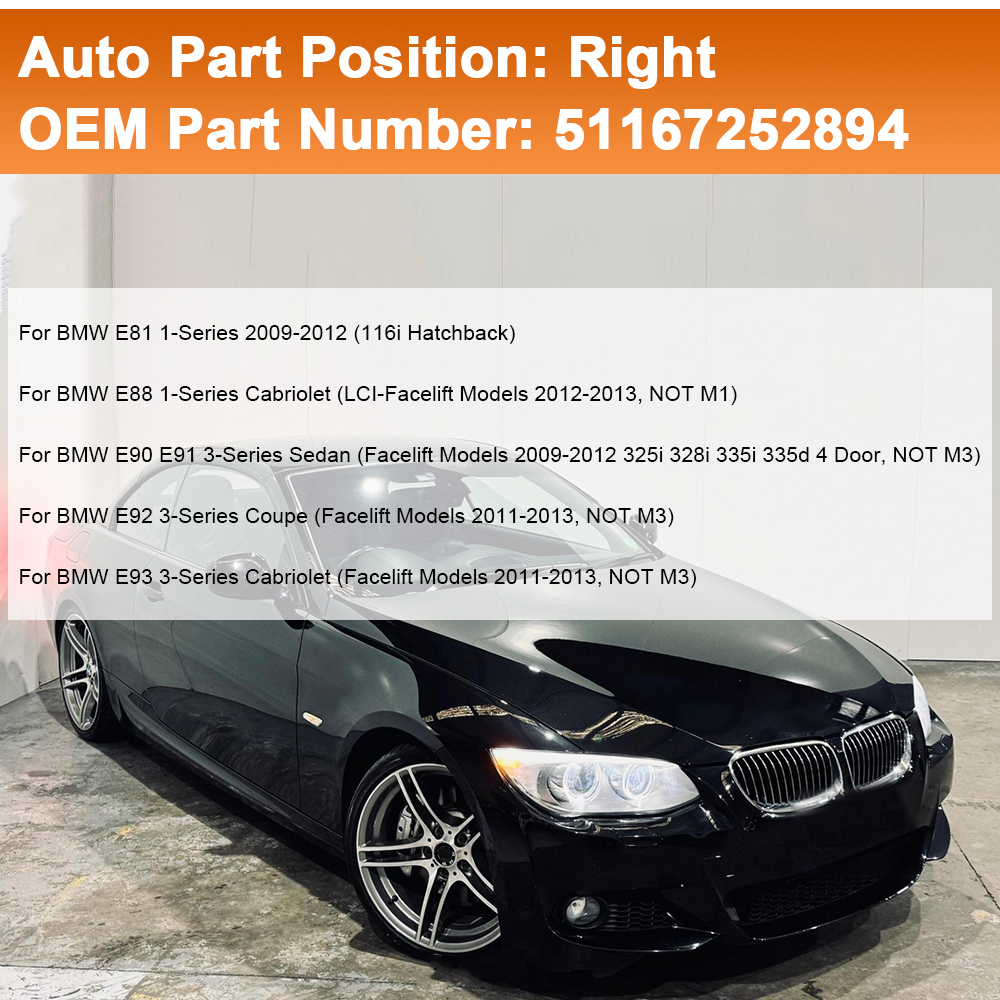 SENZEAL Wing Mirror Glass Heated Side for BMW 1 3 Series E81 E88 E90 E91 E92 E93 LCI 2009-2012 51167252893 51167252894