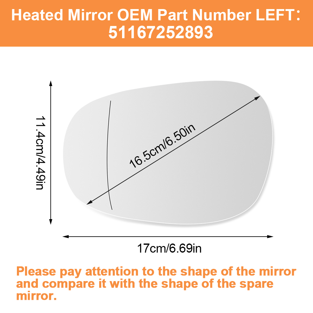 SENZEAL Wing Mirror Glass Heated Side for BMW 1 3 Series E81 E88 E90 E91 E92 E93 LCI 2009-2012 51167252893 51167252894